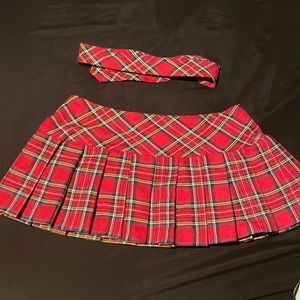 Plaid skirt with tie for a costume